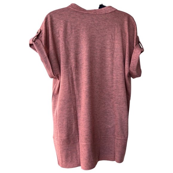 🌸4/$30🌸 Mandarin Collar Tab Cuff Shortsleeve Top - Picture 3 of 14